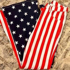 Women’s Patriotic Striped and Starred Flared Jeans - size 8